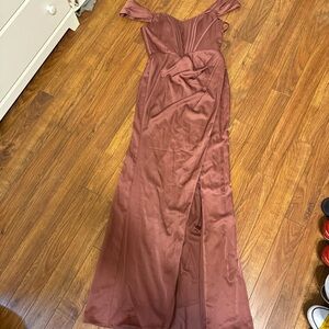 Elegant Off-Shoulder Brown Dress